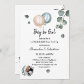 グリーンとユーカリの性別発表招待状 招待状 (正面/裏面)
