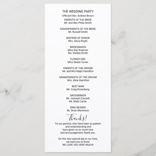 グリーンとユーカリの水彩画 ウェディングプログラム プログラム (裏面)