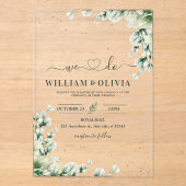 グリーンとユーカリの結婚式招待状 フラワーの結婚式 アクリル招待状 (正面)