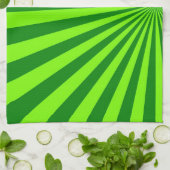 グリーンとライムファンキーストライプの抽象芸術 キッチンタオル (折り畳み)