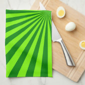 グリーンとライムファンキーストライプの抽象芸術 キッチンタオル (四つ折り)