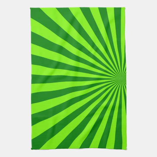 グリーンとライムファンキーストライプの抽象芸術 キッチンタオル (縦)