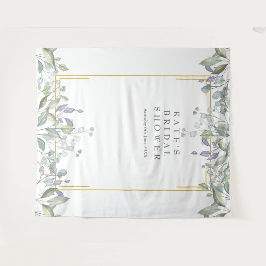 グリーンとライラックのブライダルシャワー フォトブース 背景 タペストリー (正面(横))