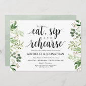 グリーンとラスティックなウェディングのリハーサルディナー招待状 招待状 (正面/裏面)