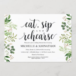 グリーンとラスティックなウェディングのリハーサルディナー招待状 招待状