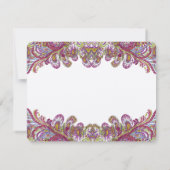 グリーンとラズベリー ダマスク ウェディング プレイス カード (裏面)