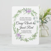 グリーンとラベンダー結婚式招待状テンプレート 招待状 (スタンド正面)