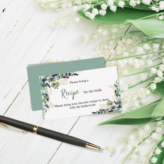 グリーンとラベンダー レシピ ブライダルシャワー エンクロージャーカード