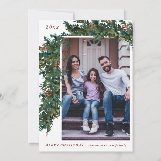 グリーンとリボンのクリスマス カード (正面)