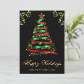 グリーンとレッドのスパークリーリボン ツリー クリスマス (スタンド正面)