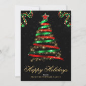 グリーンとレッドのスパークリーリボン ツリー クリスマス (裏面)