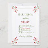 グリーンとレッドのフェスティブベリークリスマスパーティーの招待状 招待状 (正面)