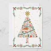 グリーンとレッドのモダンなクリスマスパーティー 招待状 (裏面)