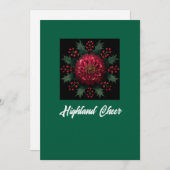 グリーンとレッドの花柄のホリデーグリーティングカード シーズンカード (正面/裏面)