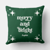 グリーンとレトロ星 | そしてメリー明るいクリスマス クッション (裏面)
