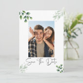 グリーンと写真のSave The Date招待状 招待状 (スタンド正面)