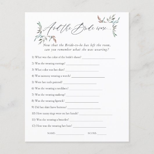 グリーンと冬のウェディングシャワーパーティーゲーム (正面)