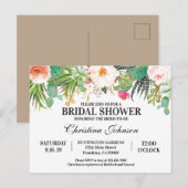 グリーンと多肉植物とサボテンのある結婚前のお祝いの招待状 ポストカード (正面/裏面)