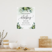 グリーンと多肉植物のウェルカムサイン ブライダルシャワー ポスター (キッチン)