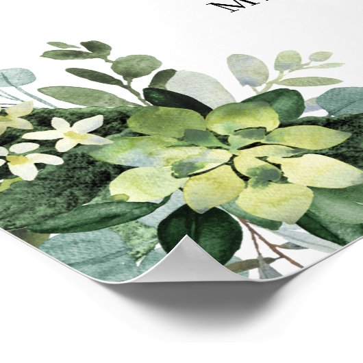 グリーンと多肉植物のウェルカムサイン ポスター (角)