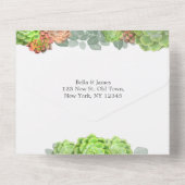 グリーンと多肉植物のオールインワン結婚式招待状 オールインワン招待状 (裏面)