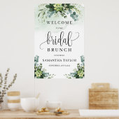 グリーンと多肉植物のゴールド ウェルカムサイン 結婚式の朝食 ポスター (キッチン)