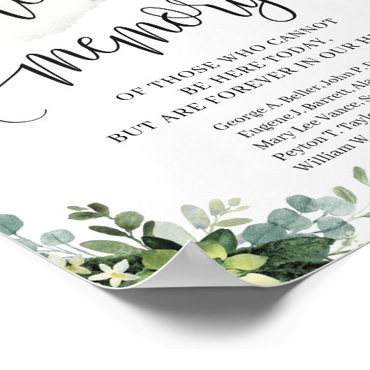 グリーンと多肉植物のボヘミアンスタイル 追悼記念プレート ポスター (角)