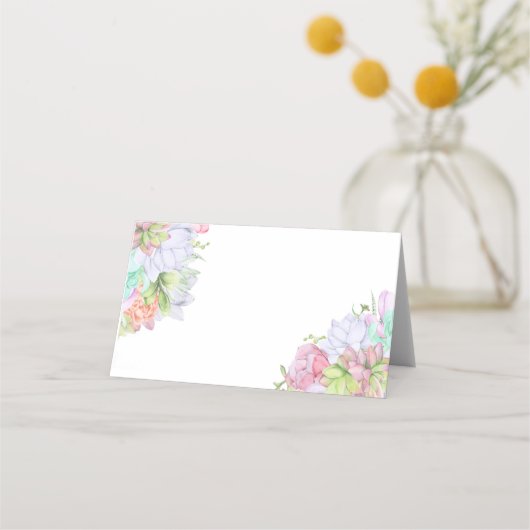 グリーンと多肉植物のリース ブライダルシャワー プレイスカード (裏面)