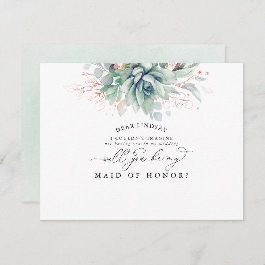 グリーンと多肉植物の花嫁の提案 招待状 (正面/裏面)