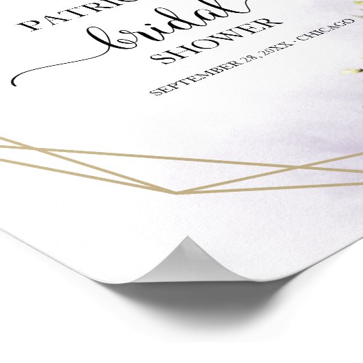 グリーンと幾何学模様のウェディングシャワー歓迎ポスター ポスター (角)