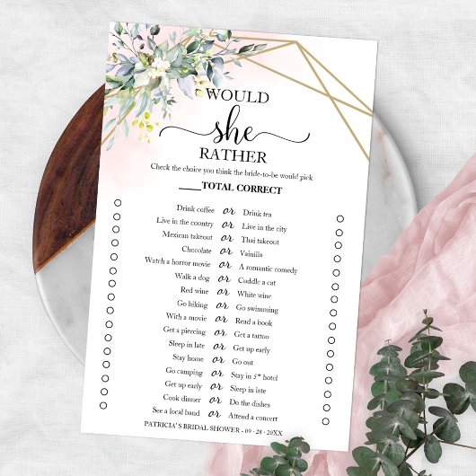 グリーンと彼女が選ぶ ブライダルシャワーゲーム フライヤー