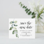 グリーンと新しい日程を保存, 結婚式延期のお知らせ, ウェディング ポストカード (スタンド正面)