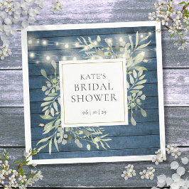 グリーンと木製のストリングライト ブライダルシャワー スタンダードカクテルナプキン