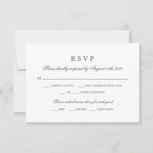 グリーンと植物のデザイン | 披露宴の食事選択の返信カード 出欠カード (正面)