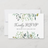 グリーンと植物のデザイン | 披露宴の食事選択の返信カード 出欠カード (裏面)
