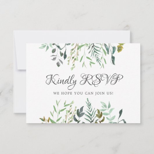 グリーンと植物のデザイン | 披露宴の食事選択の返信カード 出欠カード (裏面)
