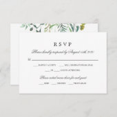 グリーンと植物のデザイン | 披露宴の食事選択の返信カード 出欠カード (正面/裏面)