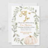 グリーンと水彩のカボチャのブライダルシャワー 招待状 (正面)