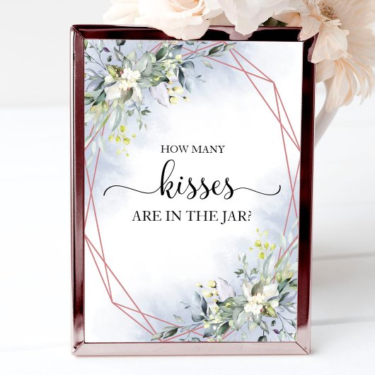 グリーンと水彩のキスの数サイン ポスター