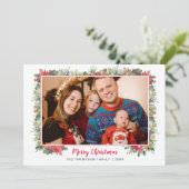 グリーンと水彩のスクリプト写真コラージュクリスマス シーズンカード (スタンド正面)