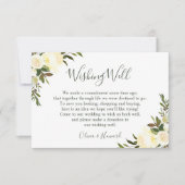 グリーンと水彩の花の結婚式の願い井戸 招待状 (正面)