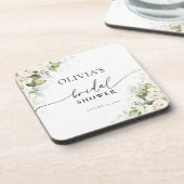 グリーンと白いバラのブライダルシャワーコースター コースター (左側)