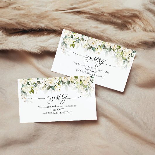 グリーンと白いバラのレジストリー同封カード エンクロージャーカード