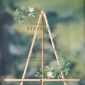 グリーンと白い花のグレーの結婚式前祝賀会 アクリルサイン (ニュートラル)