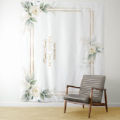 グリーンと白い花の写真小道具 ブライダルシャワー タペストリー (インサイチュ)