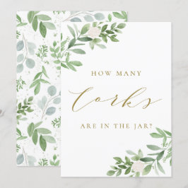 グリーンと白い花の栓の数看板 招待状