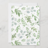 グリーンと白い花の灰色 ブライダルシャワー 招待状 (裏面)