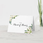 グリーンと白の花のブライダルパーティーへの感謝 サンキューカード (正面)