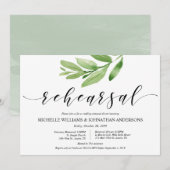 グリーンと自然なウェディングリハーサルとディナー 招待状 (正面/裏面)