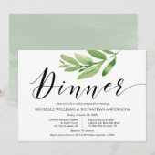 グリーンと自然なウェディング リハーサルとディナー 招待状 (正面/裏面)